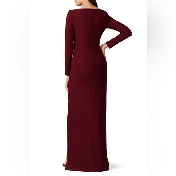 NWOT! Elegant Burgundy Long Sleeve Dress by Likely (Rhubarb Leandra Gown). - Picture 3 of 5